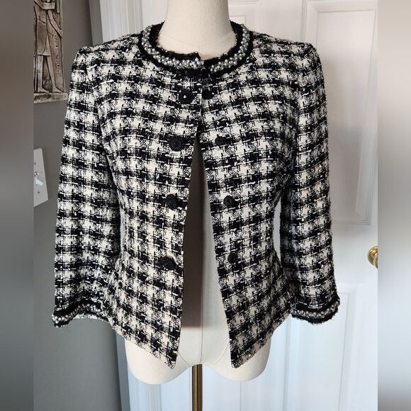 Tahari Tweed Blazer with Pearl Embellishments - Picture 9 of 17